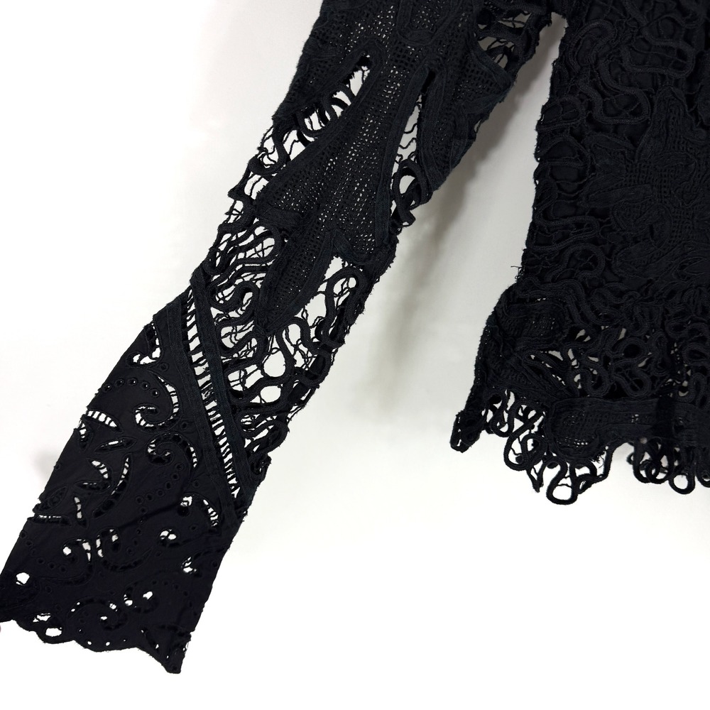 Sea New York Gianna Lace Top Black Eyelet Blouse Long Sleeve Women Sz 10 - Picture 6 of 12